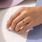 Thin Baguette Solitaire Ring in solid gold, view 6