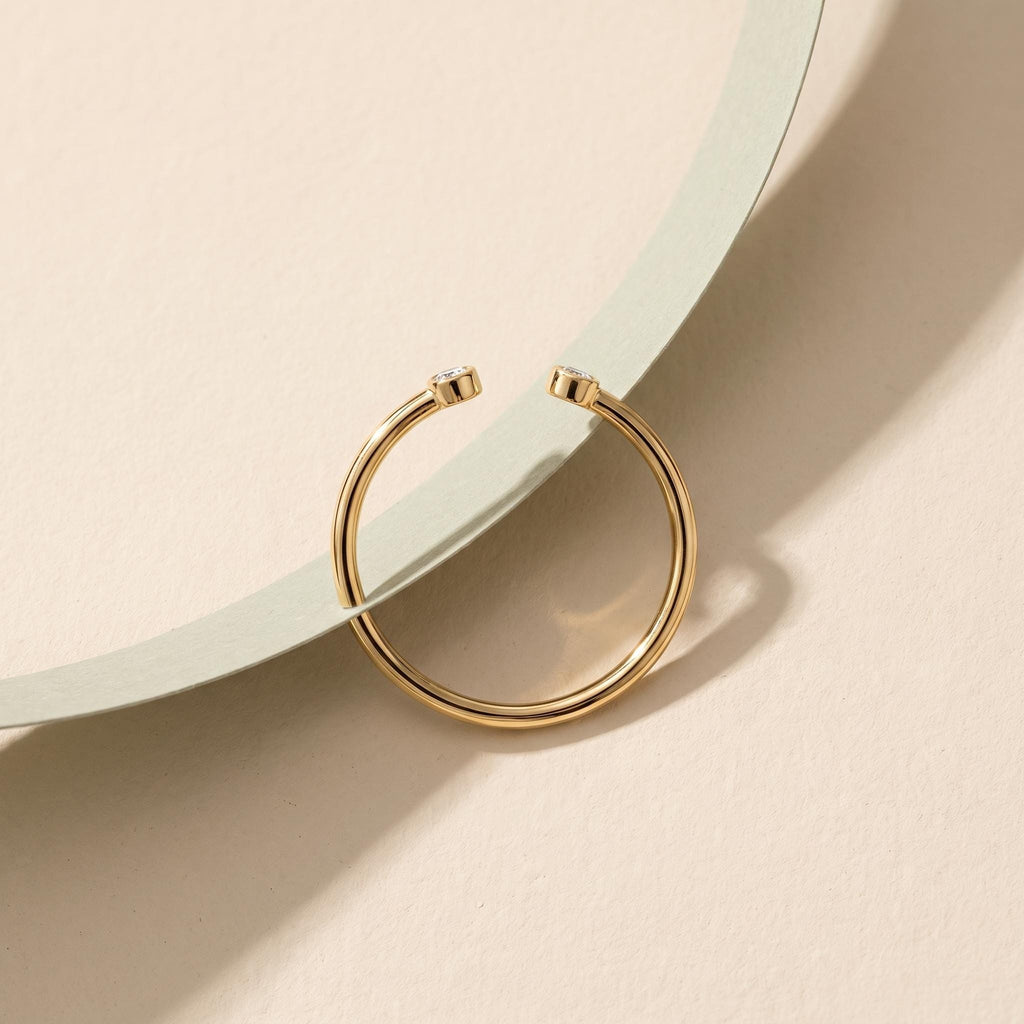 Lab-Grown Diamond Open Cuff Ring – Two Stone in solid gold, view 4