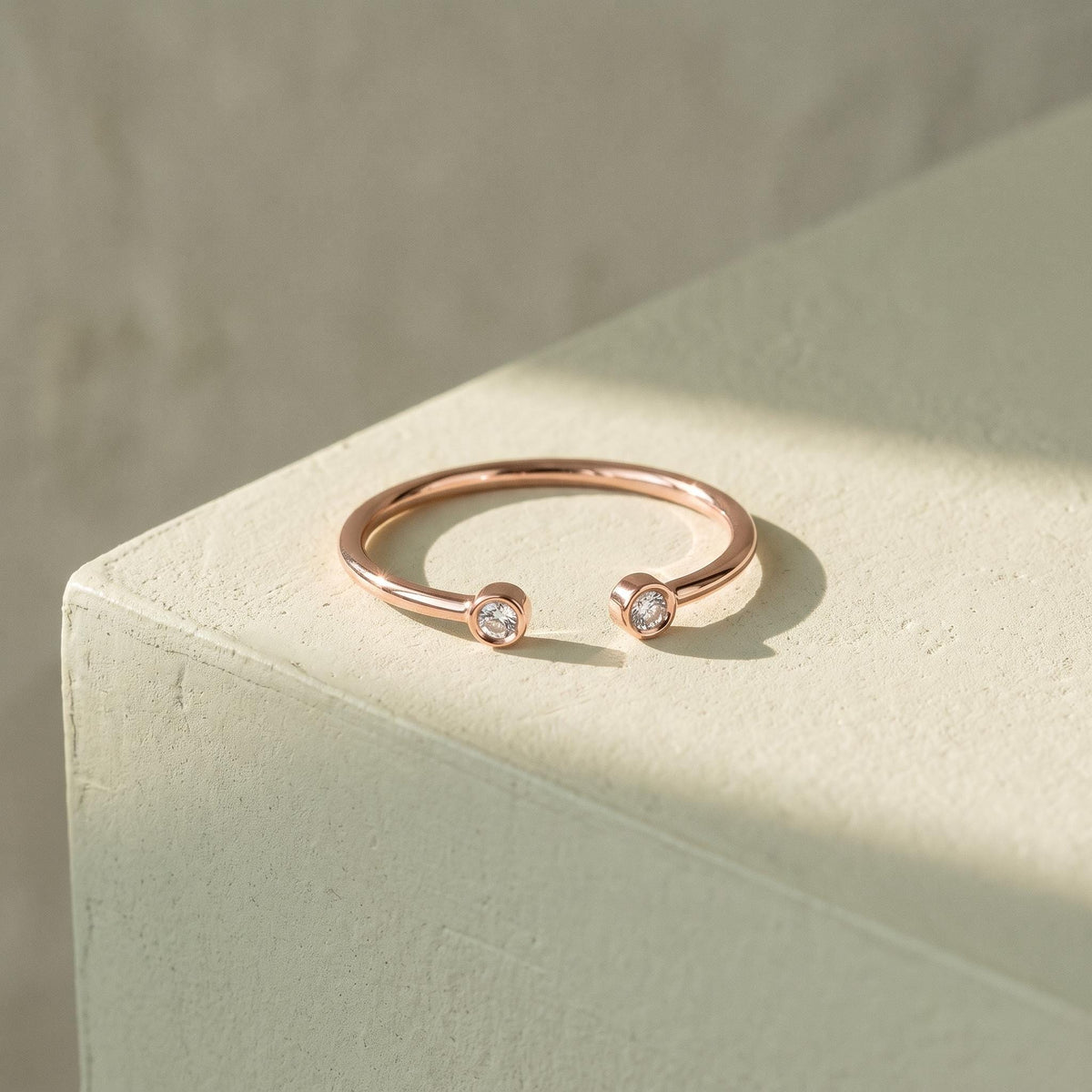 Lab-Grown Diamond Open Cuff Ring – Two Stone in solid gold, view 10