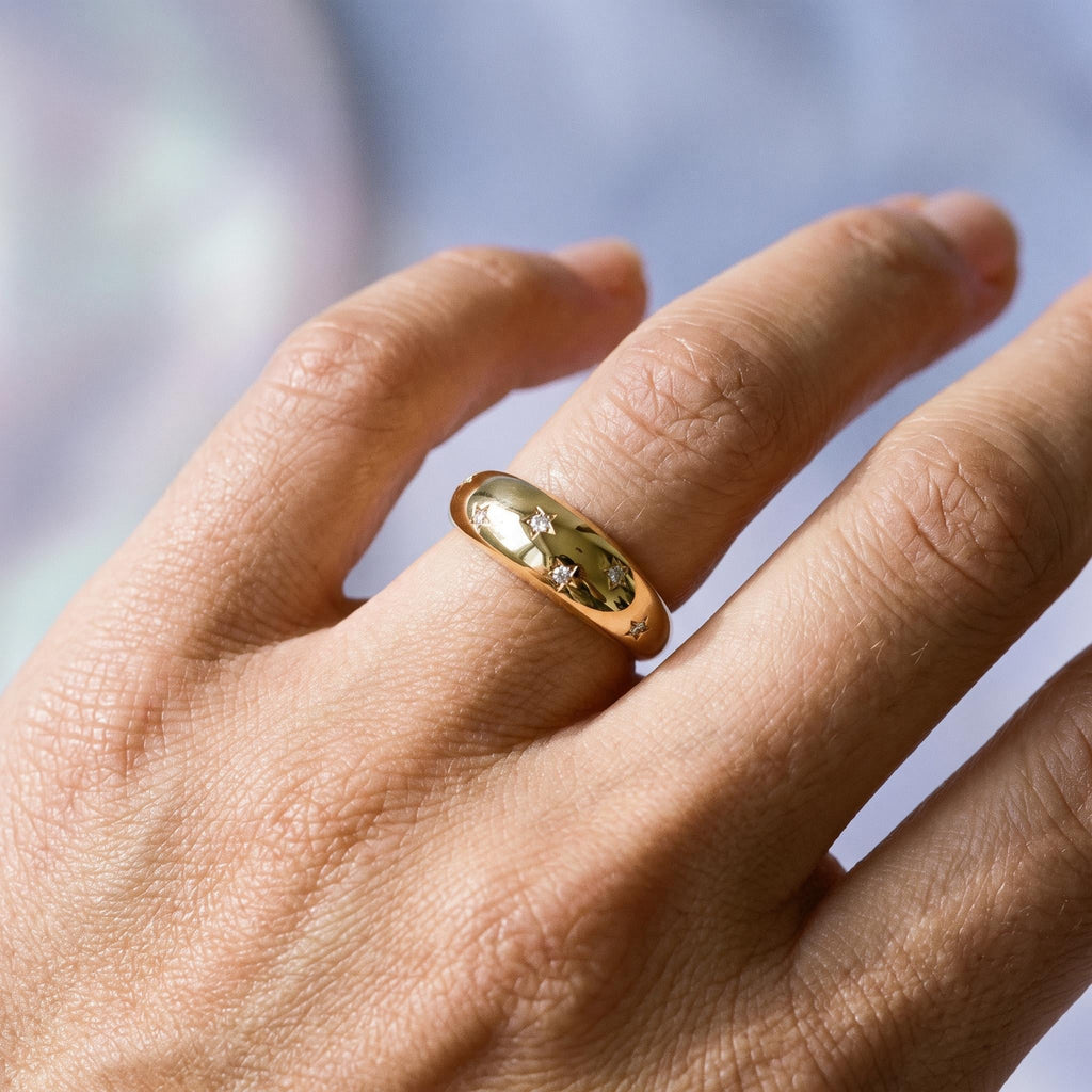 Star-Set Dome Ring – 5.6mm in solid gold, view 2