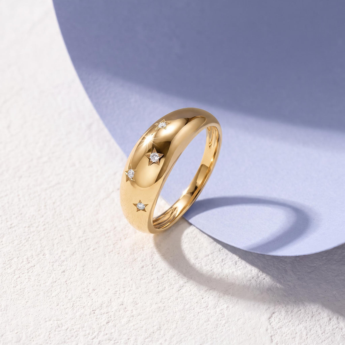 Star-Set Dome Ring – 5.6mm in solid gold, view 4