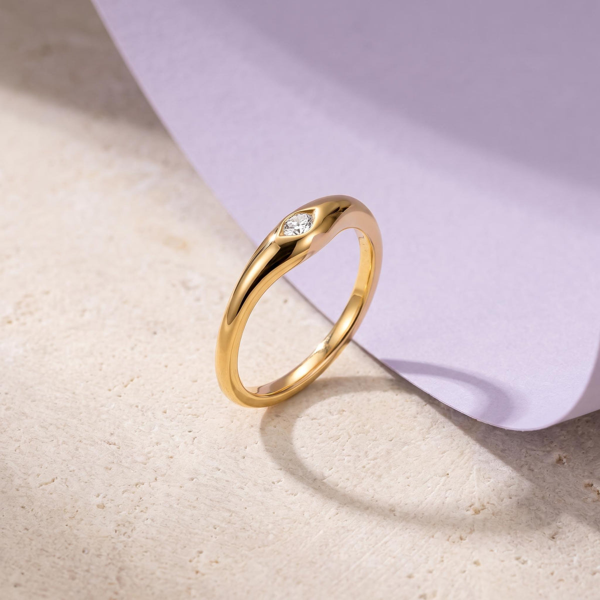 Curved Marquise Lab-Grown Diamond Nesting Band – 3.8mm in solid gold, view 2
