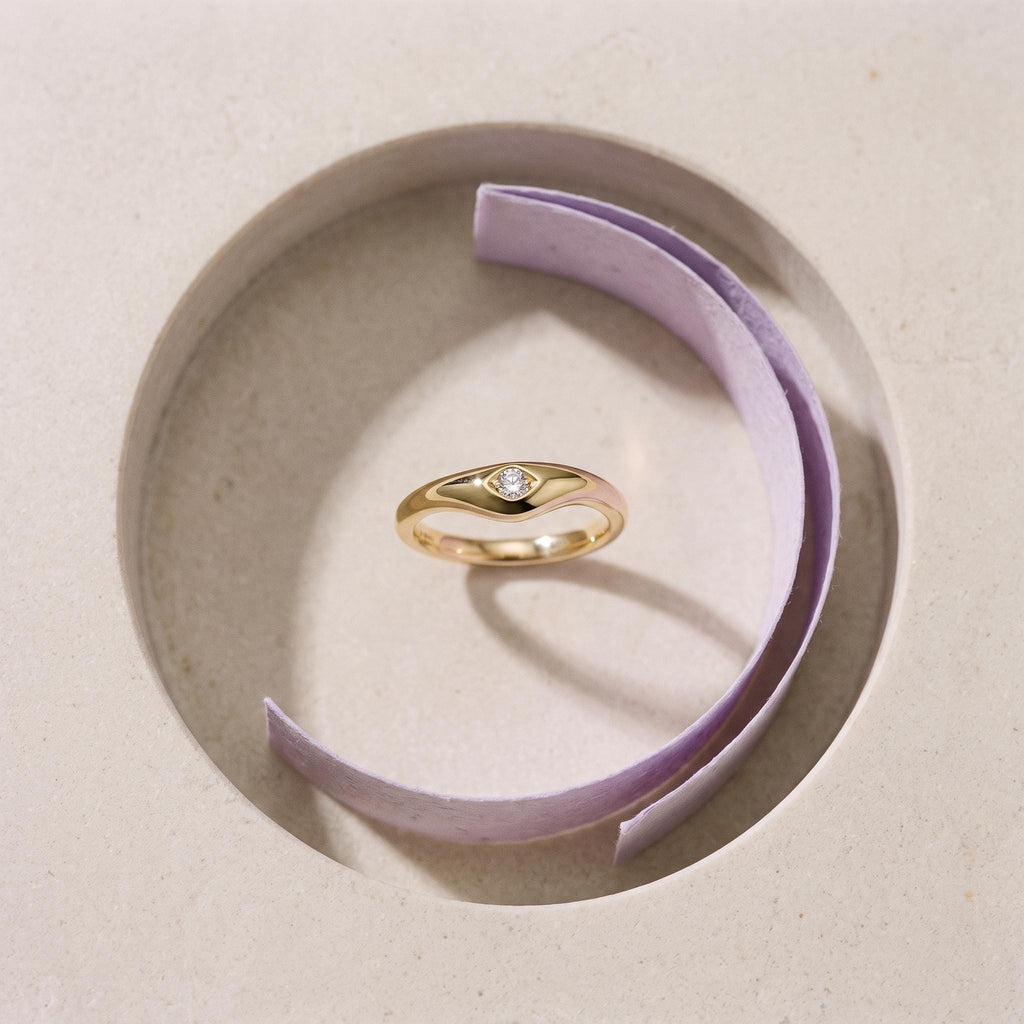 Curved Marquise Lab-Grown Diamond Nesting Band – 3.8mm in solid gold, view 5