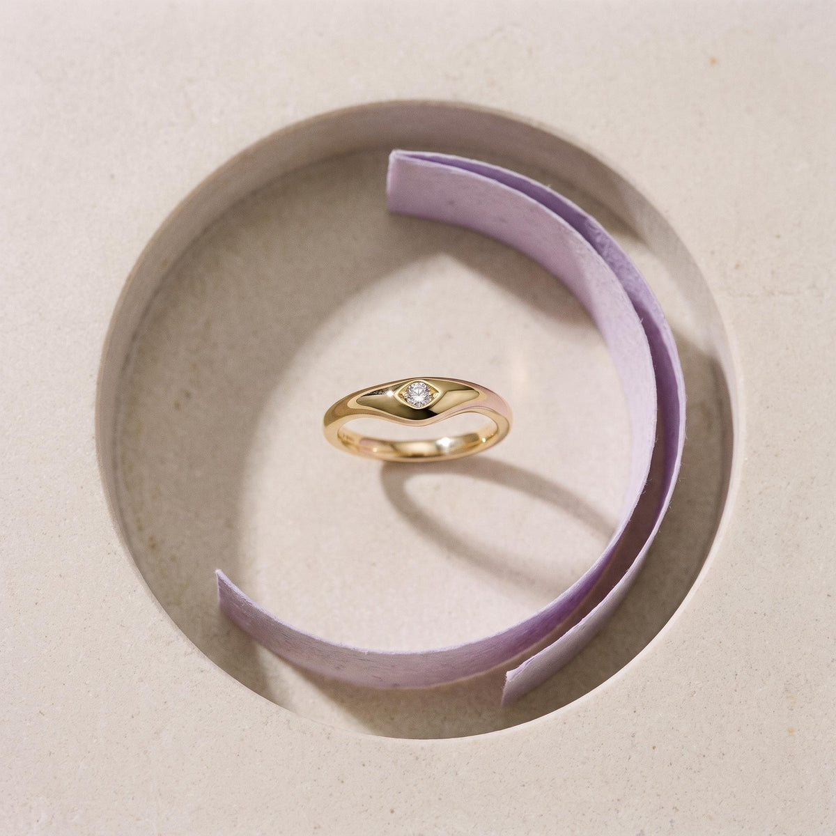 Curved Marquise Lab-Grown Diamond Nesting Band – 3.8mm in solid gold, view 5