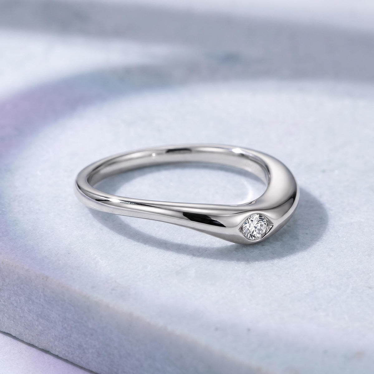 Curved Marquise Lab-Grown Diamond Nesting Band – 3.8mm in solid gold, view 6