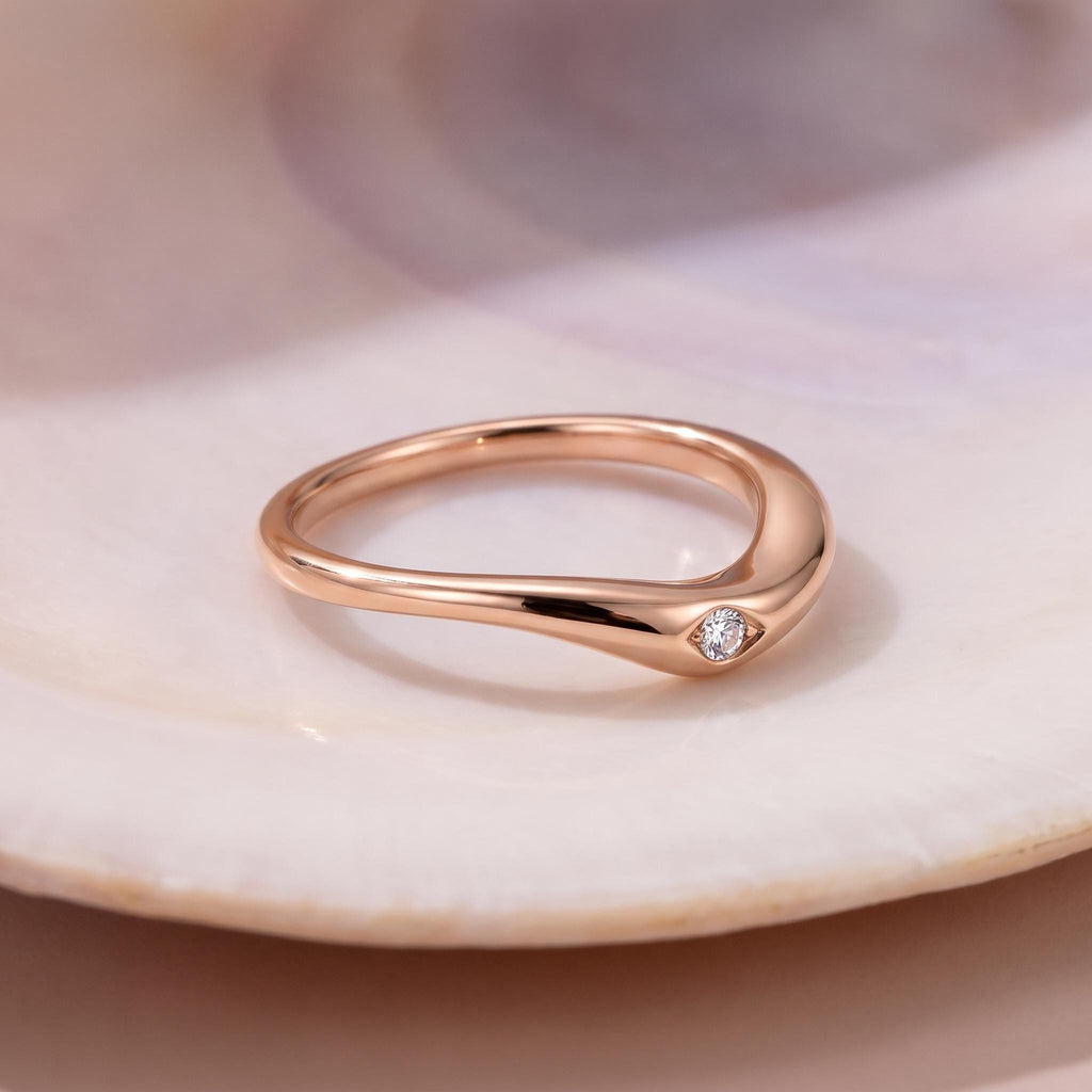 Curved Marquise Lab-Grown Diamond Nesting Band – 3.8mm in solid gold, view 8