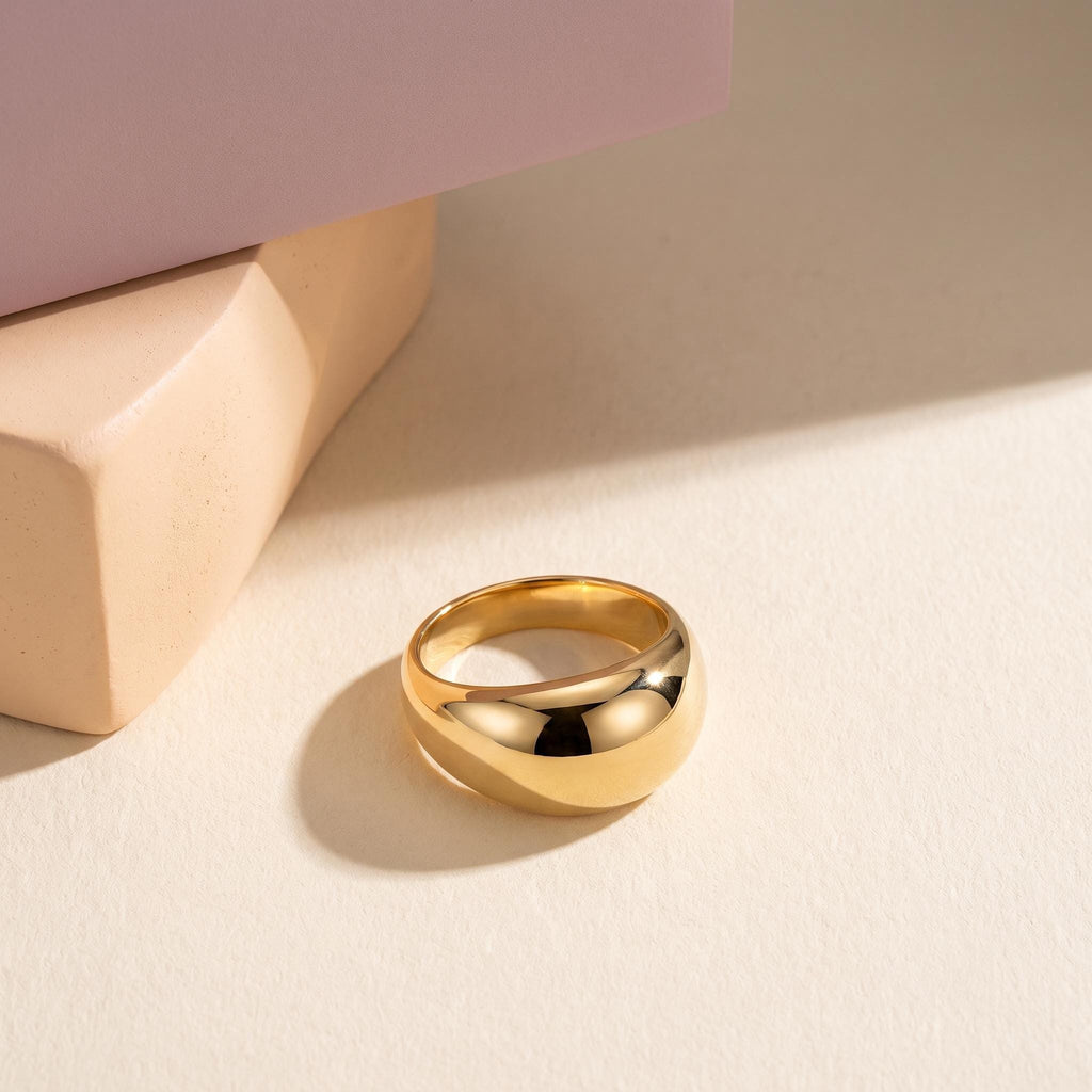 Chunky Gold Dome Ring – 11mm in solid gold, view 8
