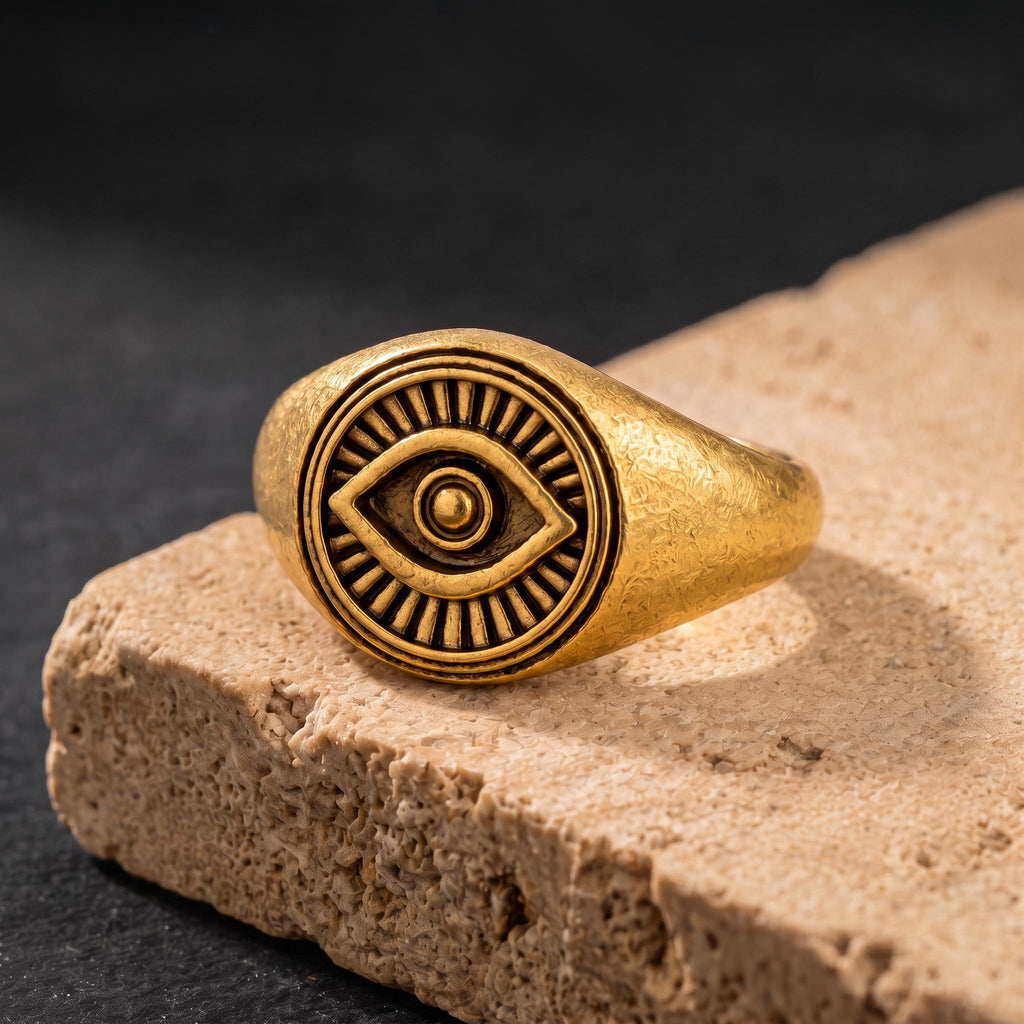Evil Eye Signet Ring – 13mm in solid gold, view 7