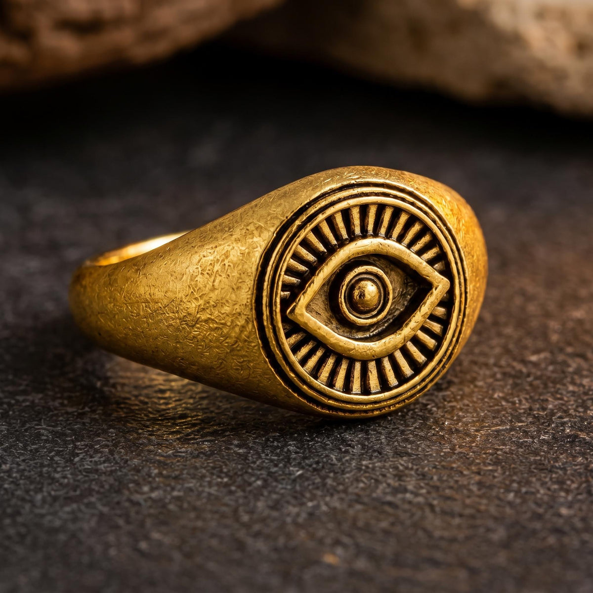 Evil Eye Signet Ring – 13mm in solid gold, view 4