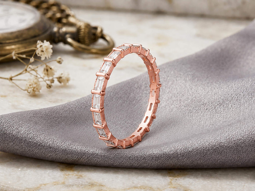 Baguette Lab-Grown Diamond Eternity Ring – 1.95mm in solid gold, view 5