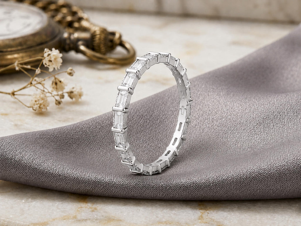 Baguette Lab-Grown Diamond Eternity Ring – 1.95mm in solid gold, view 6