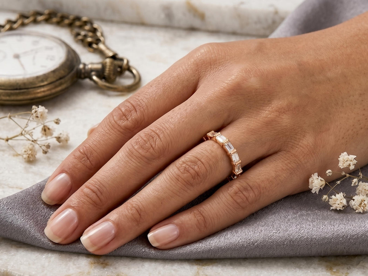 Baguette Lab-Grown Diamond Eternity Ring – 1.95mm in solid gold, view 10