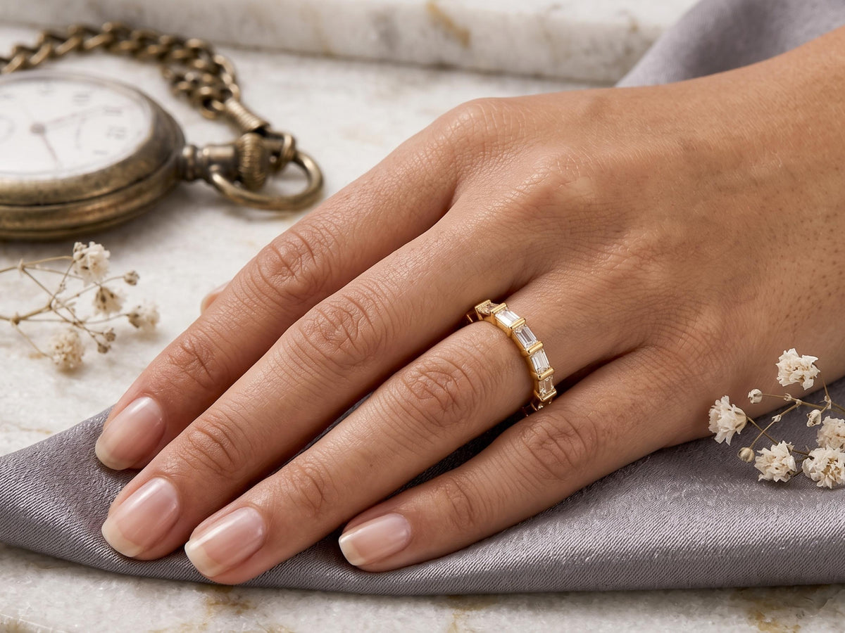 Baguette Lab-Grown Diamond Eternity Ring – 1.95mm in solid gold, view 9