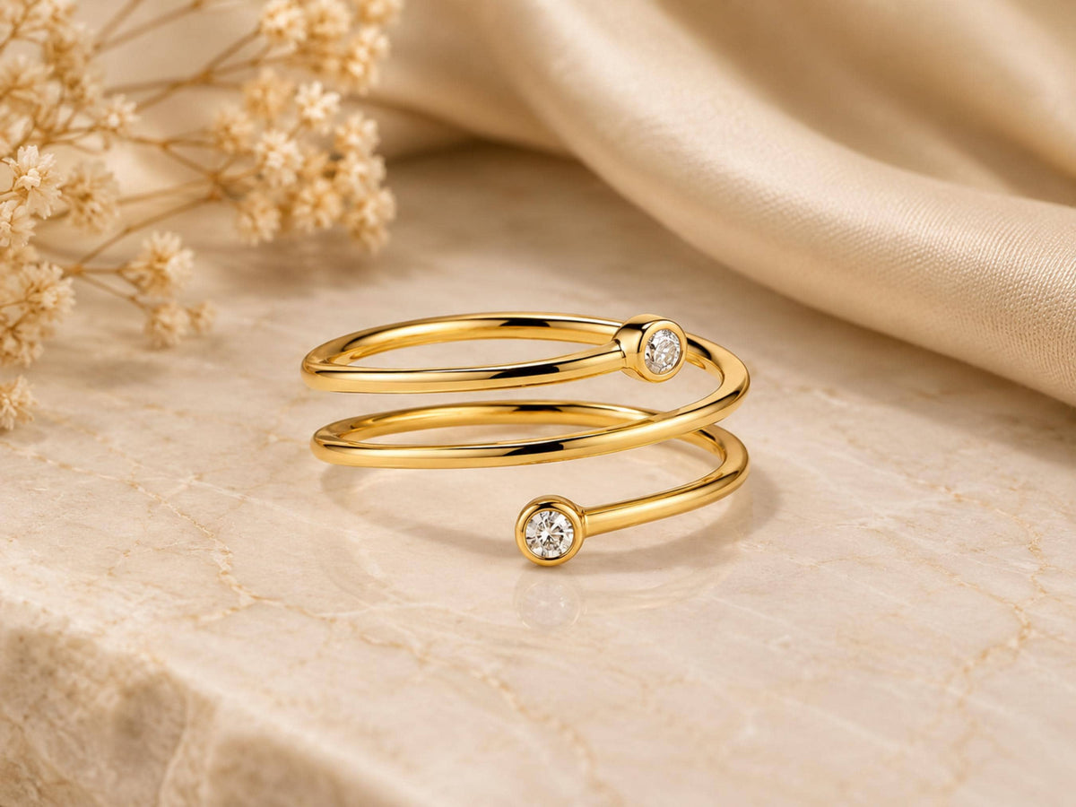 Lab-Grown Diamond Spiral Coil Ring – 9.8mm in solid gold