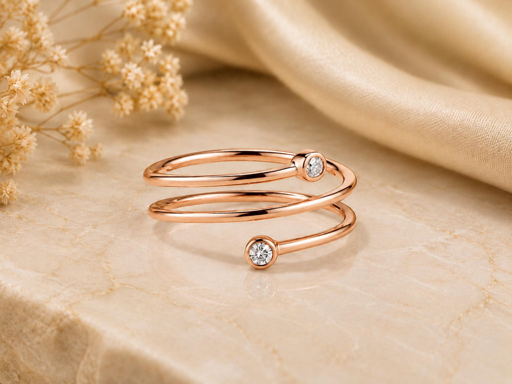 Lab-Grown Diamond Spiral Coil Ring – 9.8mm in solid gold, view 3