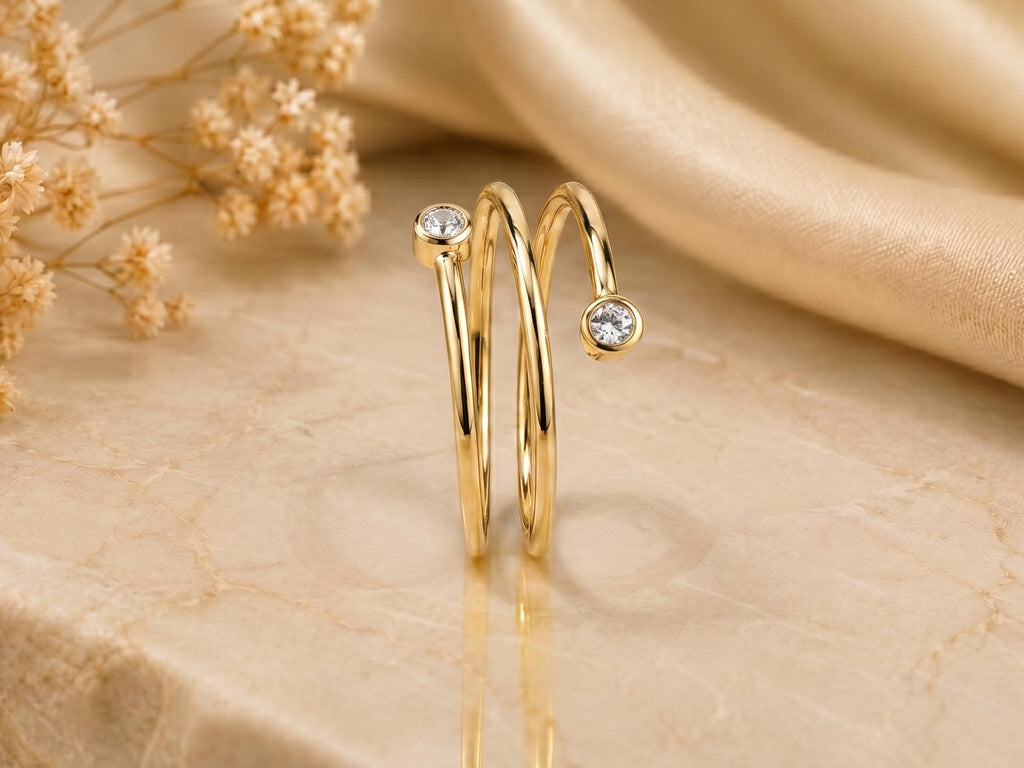 Lab-Grown Diamond Spiral Coil Ring – 9.8mm in solid gold, view 5