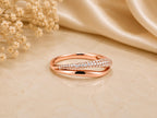 Pavé Lab-Grown Diamond Crossover Ring – 5.5mm in solid gold, view 3