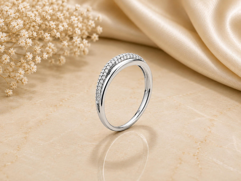 Pavé Lab-Grown Diamond Crossover Ring – 5.5mm in solid gold, view 6