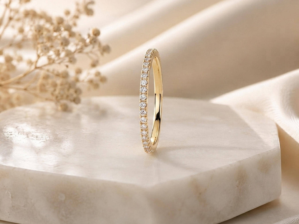 Dainty Lab-Grown Diamond Eternity Band – 1.1mm in solid gold, view 4