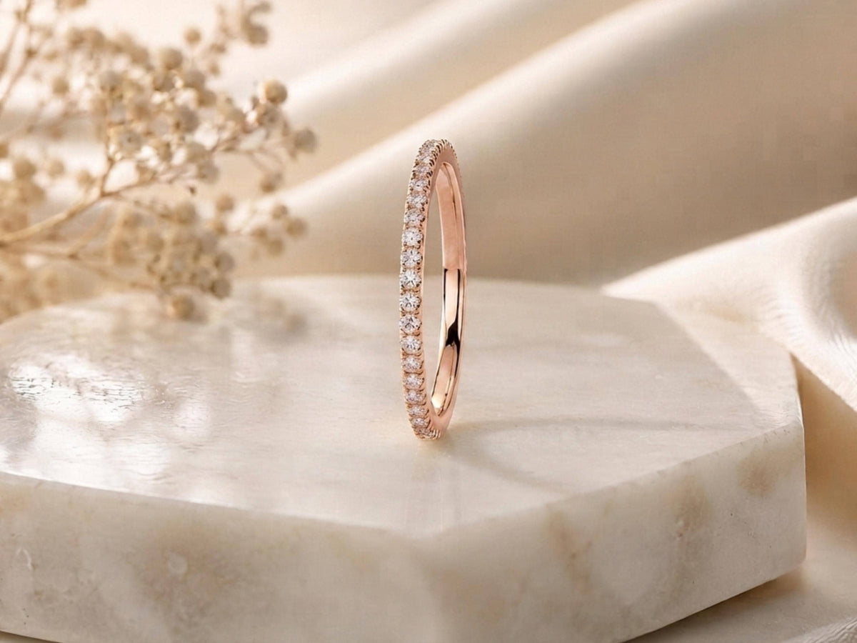Dainty Lab-Grown Diamond Eternity Band – 1.1mm in solid gold, view 6