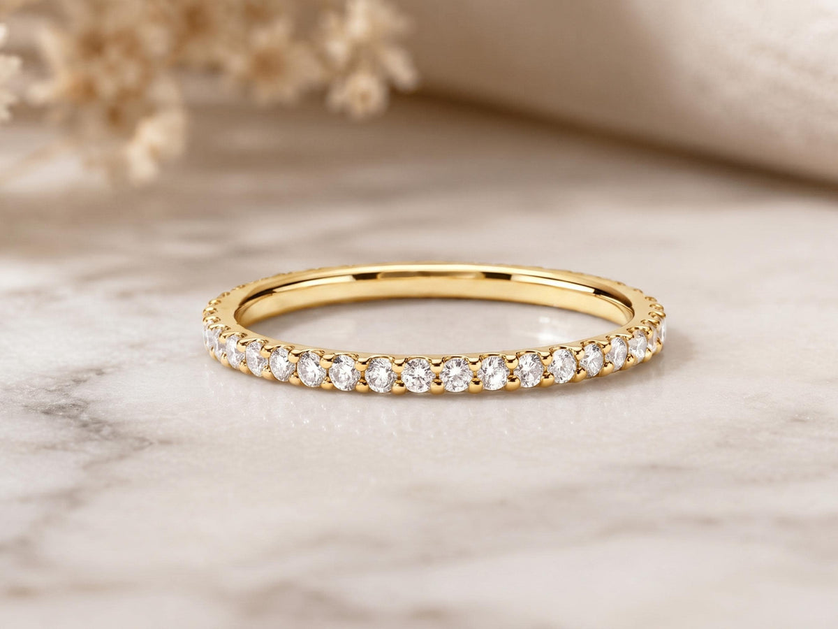 Slim Lab-Grown Diamond Eternity Band – 1.5mm in solid gold