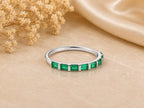 Baguette Emerald Half Eternity Ring – 2.35mm in solid gold, view 2