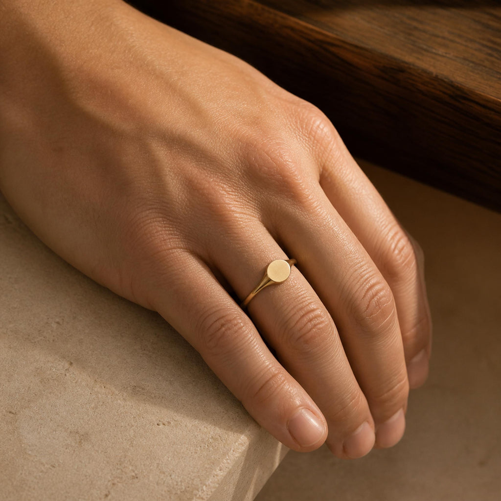 Minimalist Gold Signet Ring – 6mm Pinky Ring in solid gold, view 9