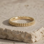 Duo Beaded Stacker Ring – 2.9mm Gold Band in solid gold, view 9