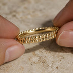 Duo Beaded Stacker Ring – 2.9mm Gold Band in solid gold, view 5