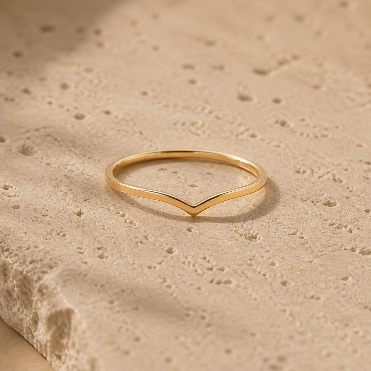 Gold Wishbone Ring – Dainty 1mm V Band in solid gold