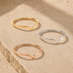 Gold Wishbone Ring – Dainty 1mm V Band in solid gold, view 2