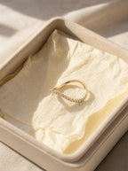 Pavé Lab-Grown Diamond Wave Ring – 1.5mm Curved Band in solid gold, view 8
