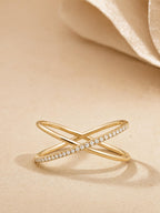 Pavé Lab-Grown Diamond X Ring – 9.5mm in solid gold, view 4