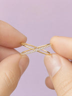 Pavé Lab-Grown Diamond X Ring – 9.5mm in solid gold, view 5