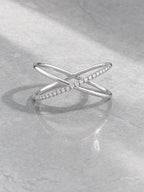 Pavé Lab-Grown Diamond X Ring – 9.5mm in solid gold, view 6