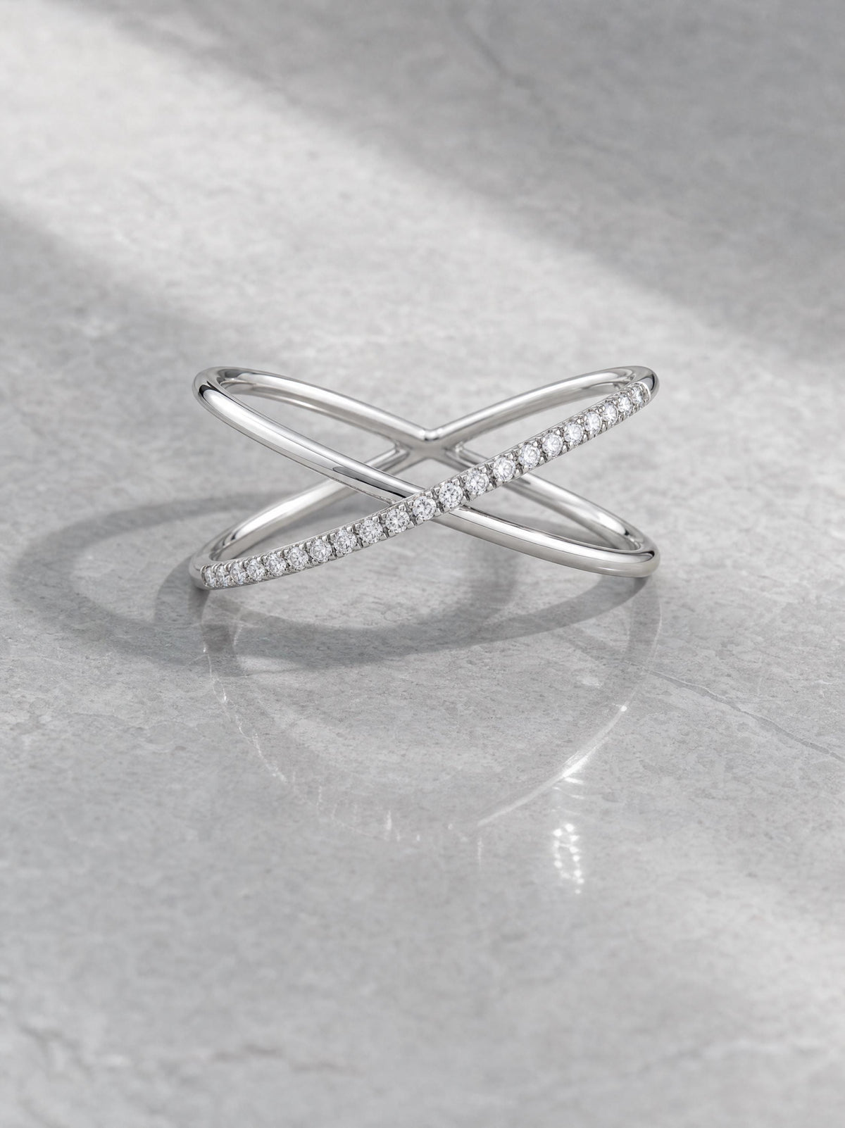 Pavé Lab-Grown Diamond X Ring – 9.5mm in solid gold, view 6