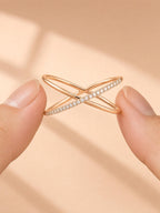 Pavé Lab-Grown Diamond X Ring – 9.5mm in solid gold, view 8