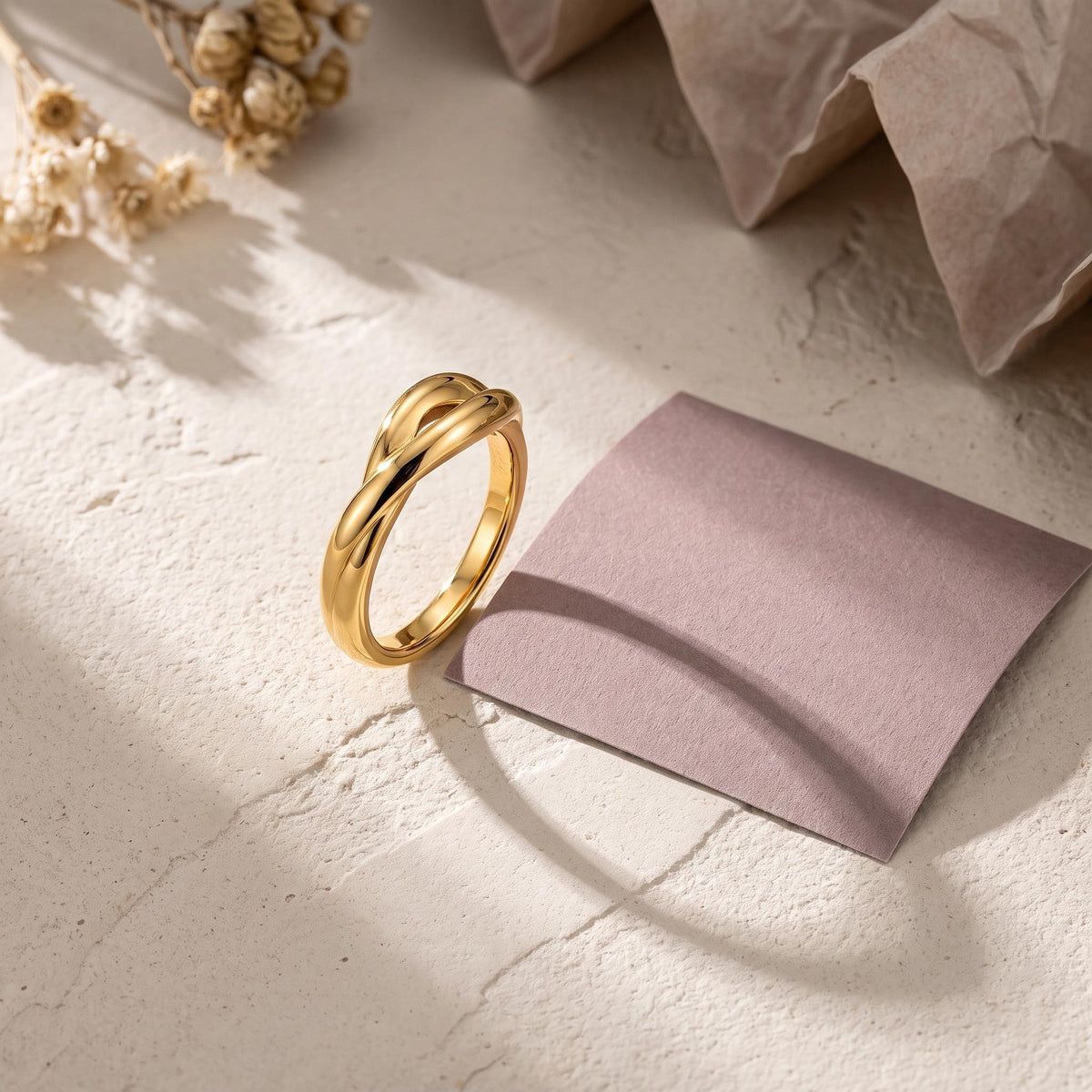 Twisted Knot Ring – 6.3mm in solid gold, view 4