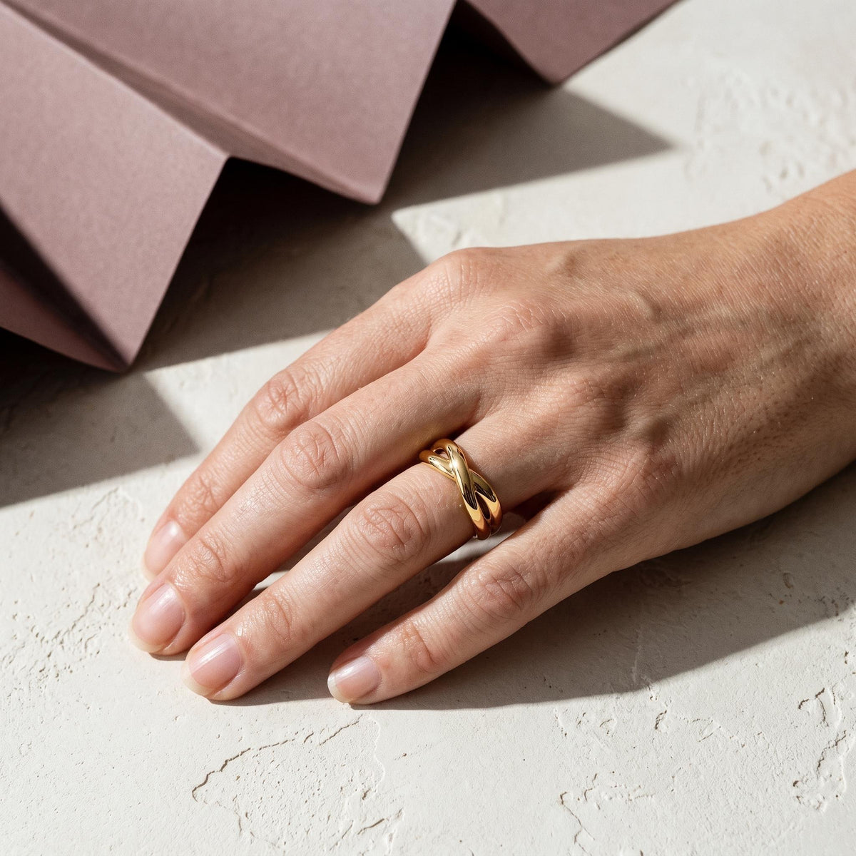 Twisted Knot Ring – 6.3mm in solid gold, view 6