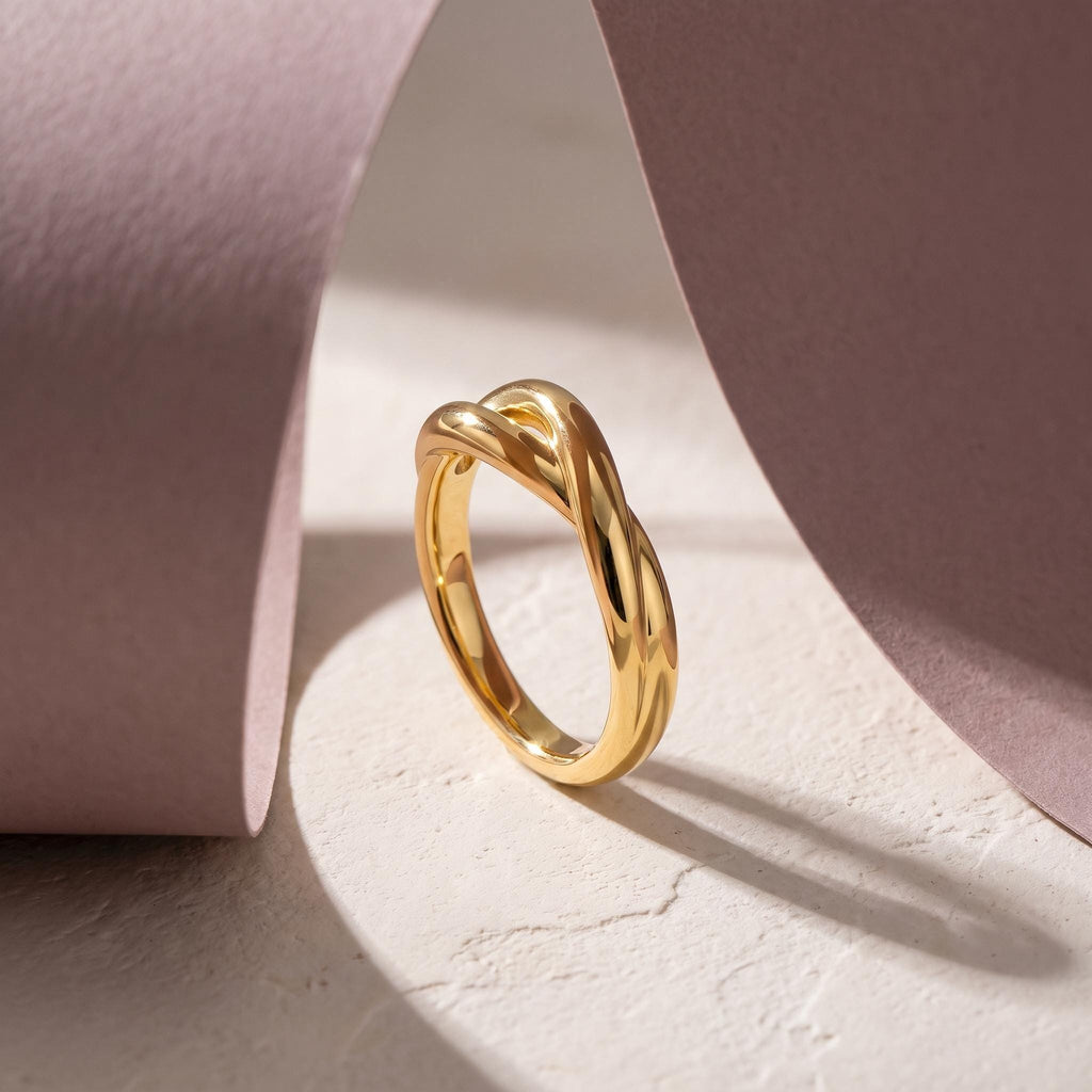 Twisted Knot Ring – 6.3mm in solid gold, view 7