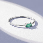 Thin Baguette Solitaire Ring in solid gold, view 8