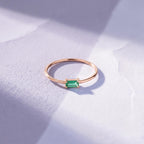 Thin Baguette Solitaire Ring in solid gold, view 10