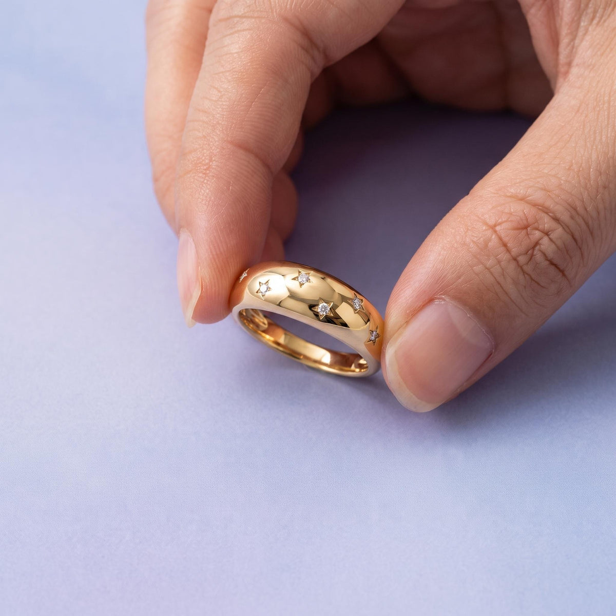 Star-Set Dome Ring – 5.6mm in solid gold, view 3