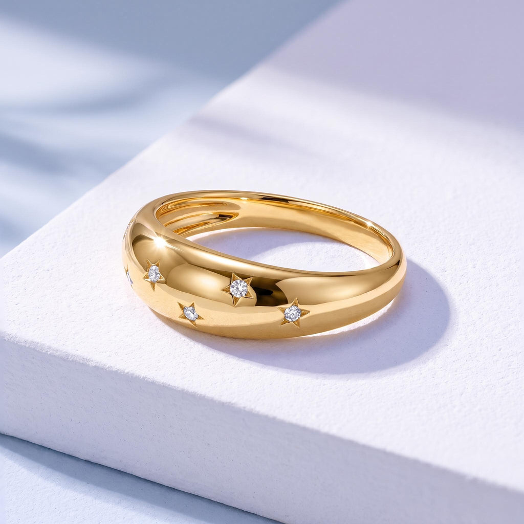 Star-Set Dome Ring – 5.6mm in solid gold, view 5