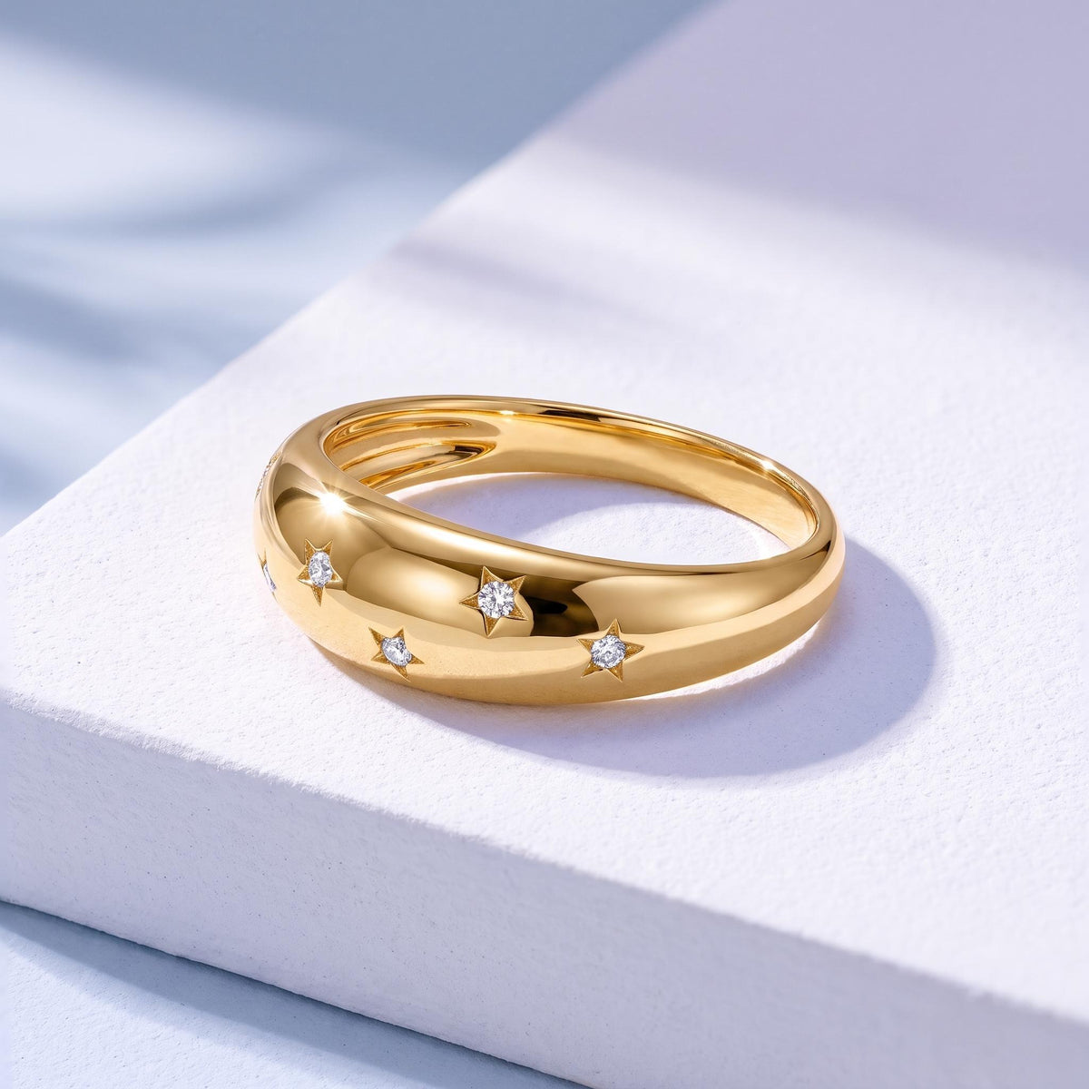 Star-Set Dome Ring – 5.6mm in solid gold, view 5