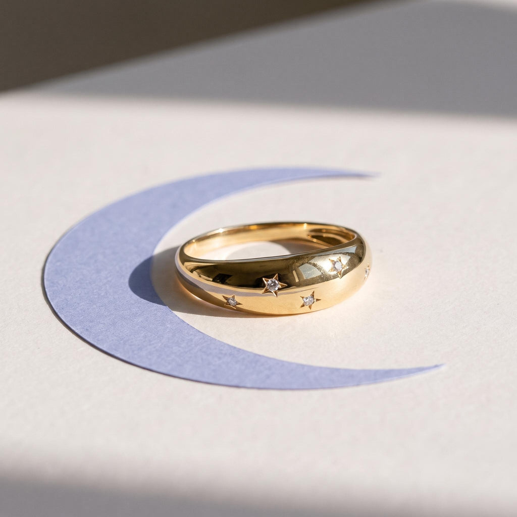 Star-Set Dome Ring – 5.6mm in solid gold, view 6