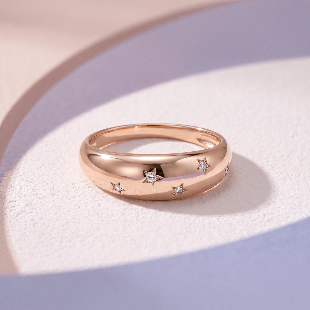 Star-Set Dome Ring – 5.6mm in solid gold, view 10