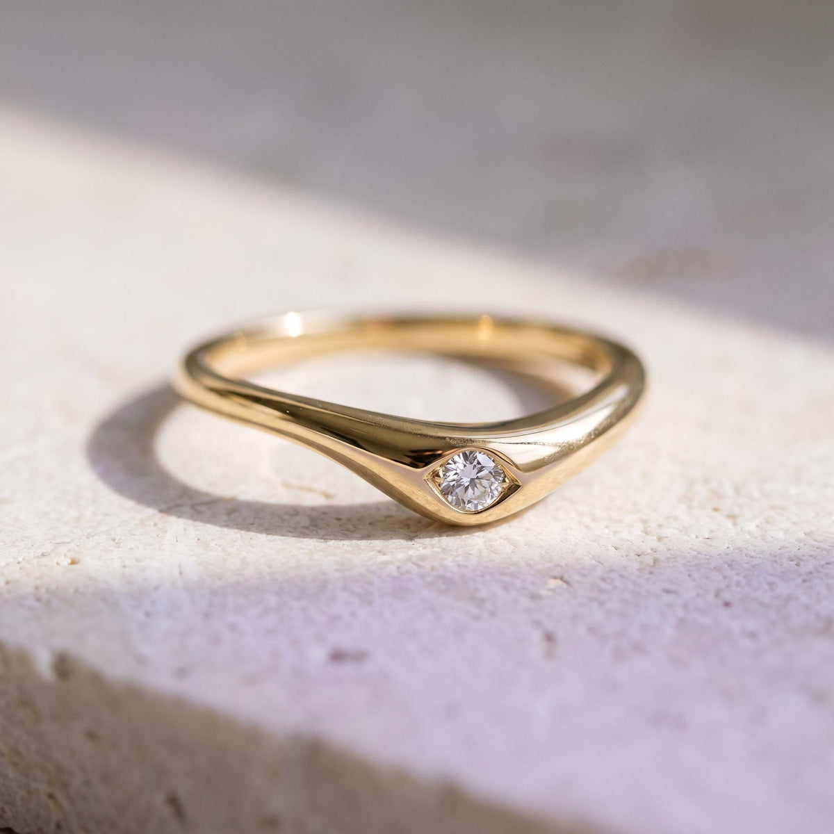 Curved Marquise Lab-Grown Diamond Nesting Band – 3.8mm in solid gold