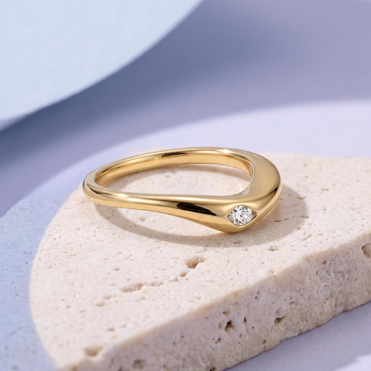 Curved Marquise Lab-Grown Diamond Nesting Band – 3.8mm in solid gold, view 4
