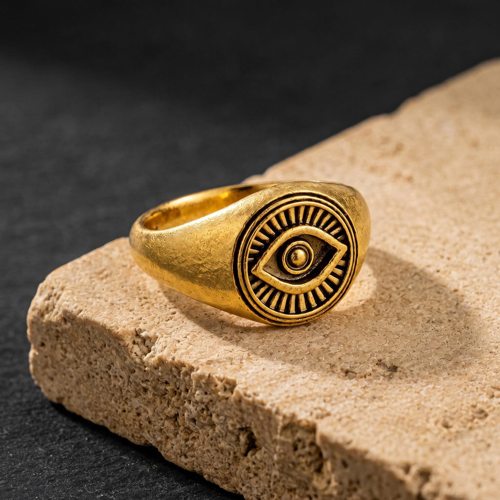 Evil Eye Signet Ring – 13mm in solid gold